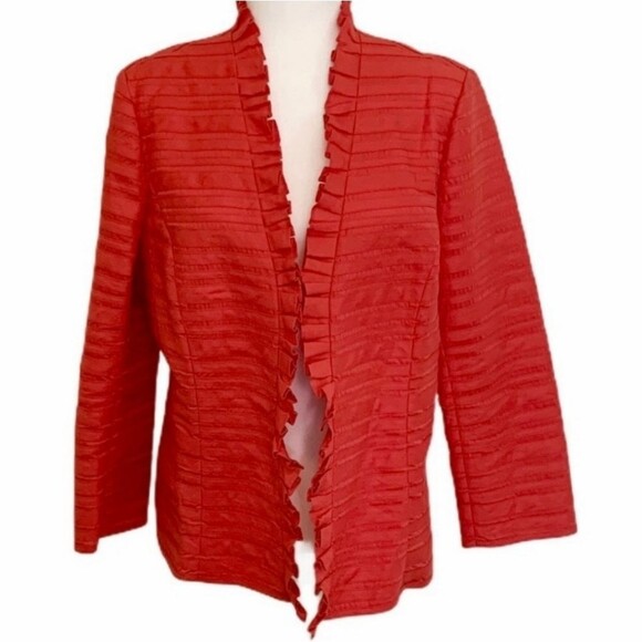 Lafayette 148 New York Open Front-Trimmed Red Women's Jacket Size 8 - Picture 1 of 3